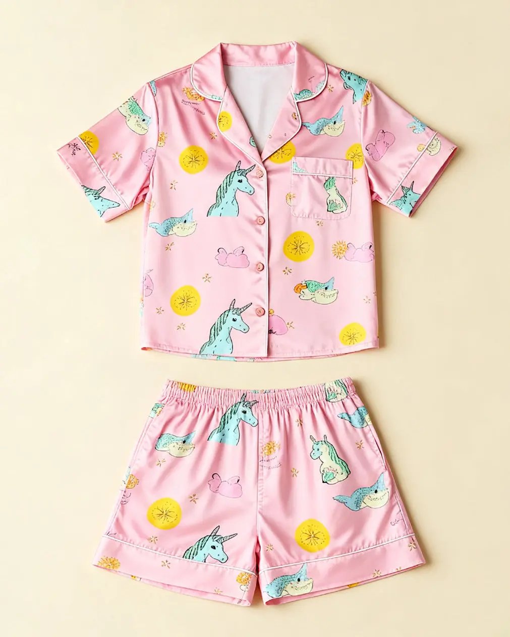 Fairy Tale Unicorn Series Ice Silk Pajama Set OMFORT