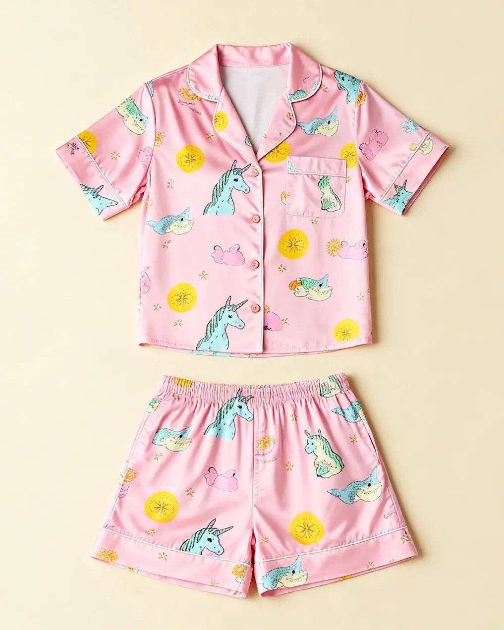 Fairy Tale Unicorn Series Ice Silk Pajama Set OMFORT