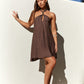 Swaying Shadows Halter Mini Dress Brown OMFORT