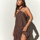 Swaying Shadows Halter Mini Dress Brown OMFORT