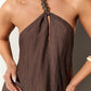 Swaying Shadows Halter Mini Dress Brown OMFORT