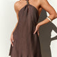 Swaying Shadows Halter Mini Dress Brown OMFORT