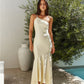 Champagne Chat One Shoulder Maxi Dress Yellow OMFORT