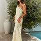 Champagne Chat One Shoulder Maxi Dress Yellow OMFORT