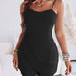 Adjustable Spaghetti Straps Asymmetrical Front Short Jumpsuit Casual Zipper Back Slim Fit Romper Omfort