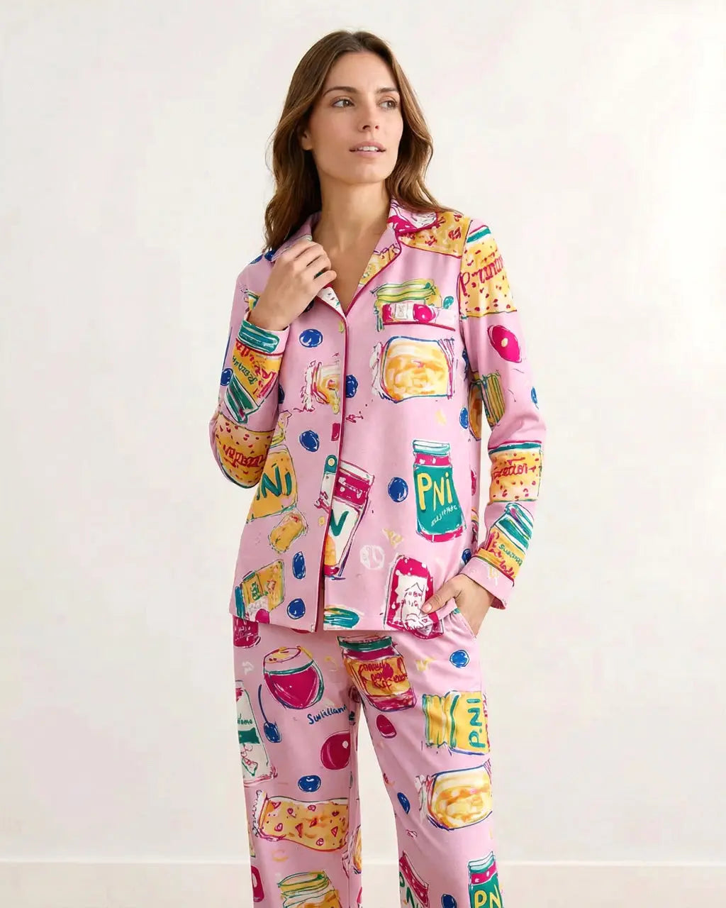 Sweet Jams Print Satin Pajama Set OMFORT