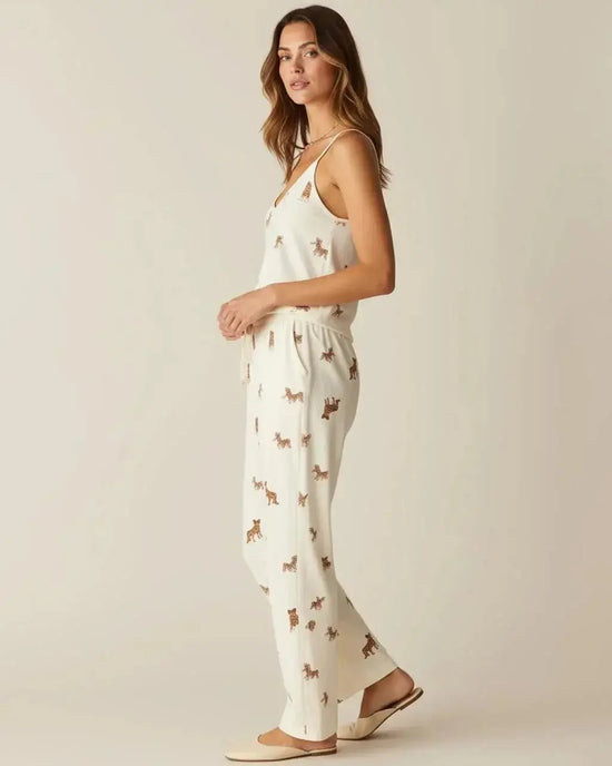 V-Neck Leopard Print Cami Pajama Set OMFORT