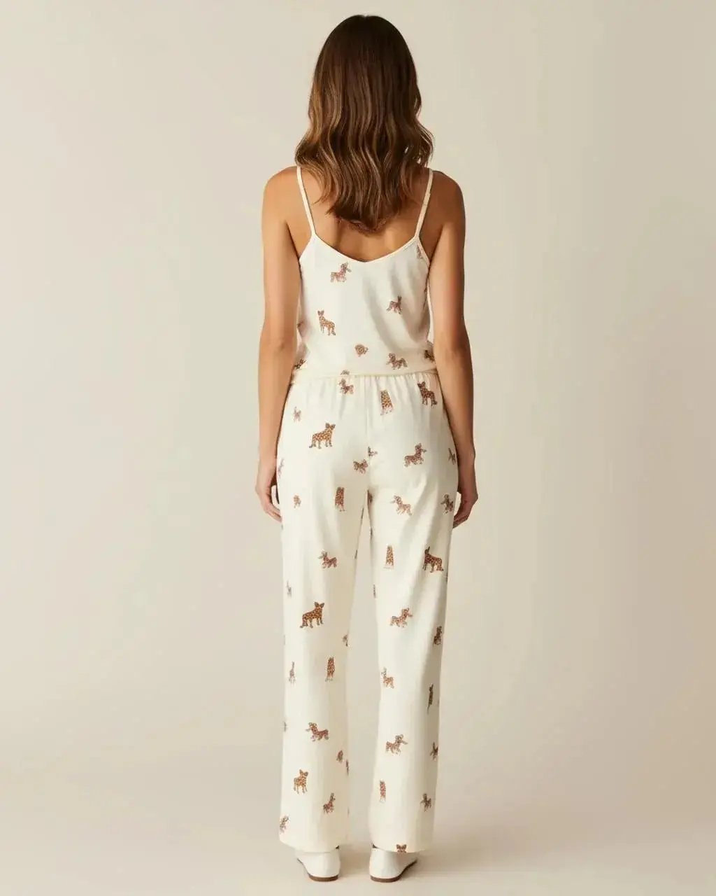 V-Neck Leopard Print Cami Pajama Set OMFORT