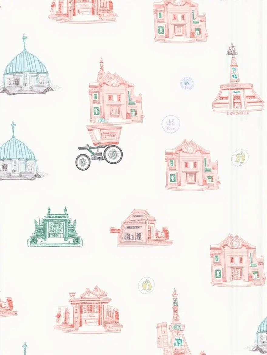 Architectural Print Lapel Pajama Set OMFORT