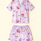 Macaron Print Soft-Touch Collared Pajamas OMFORT