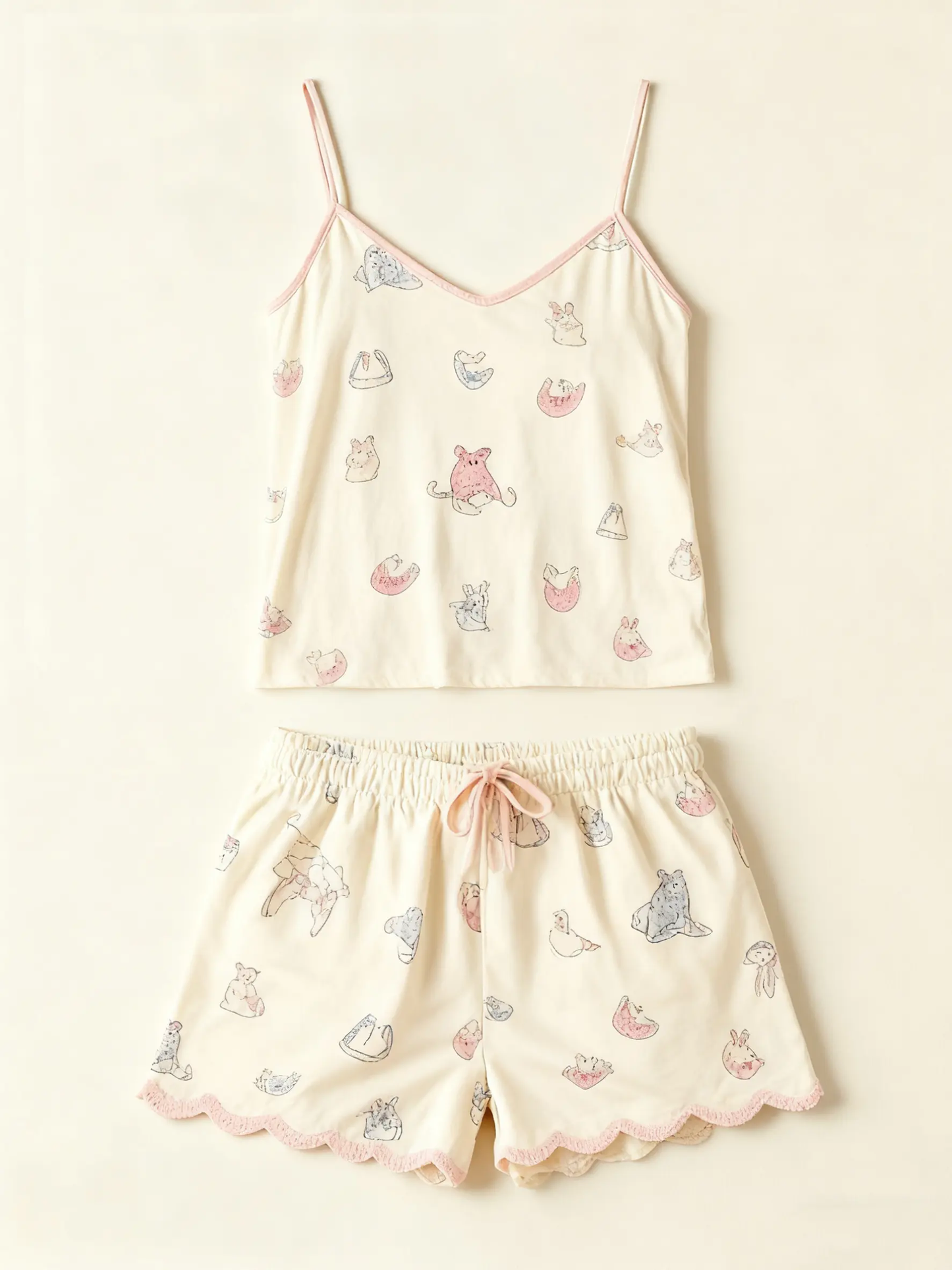 Cute Animal Print Cami Pajama Set OMFORT