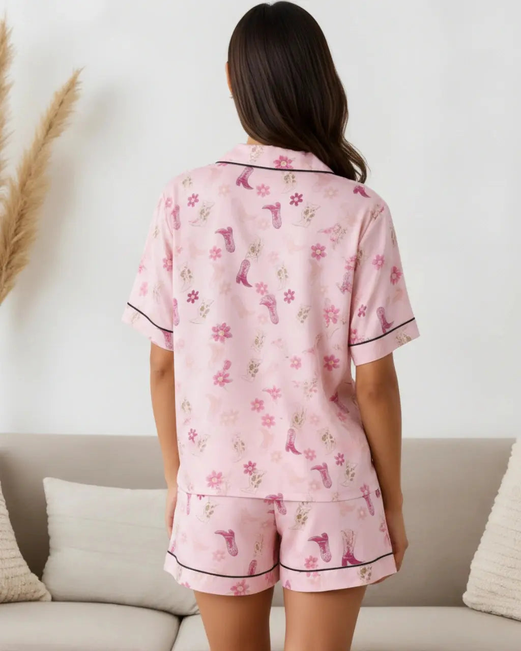 Cowgirl Boot Print Pajama Set OMFORT