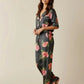 Floral Print Lapel Pajama Set OMFORT