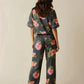 Floral Print Lapel Pajama Set OMFORT
