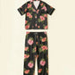 Floral Print Lapel Pajama Set OMFORT