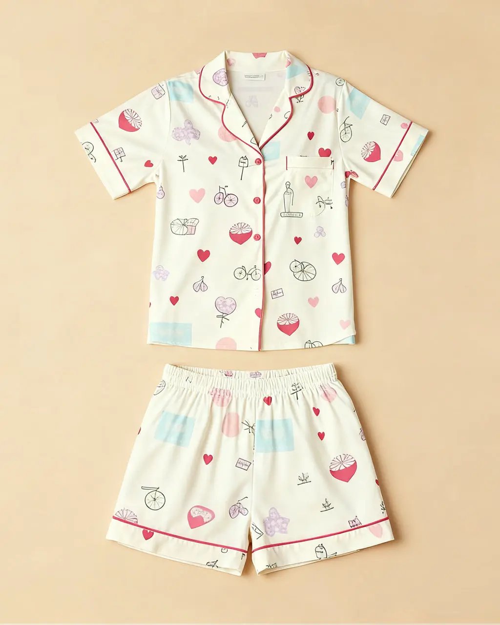 Cartoon Printed Button Pajama Set OMFORT