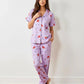 Fruit-Print Light Purple Short-Sleeve Pajama Set OMFORT
