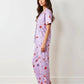 Fruit-Print Light Purple Short-Sleeve Pajama Set OMFORT