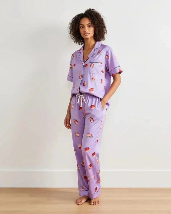 Strawberry Print Satin Pajama Set OMFORT