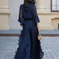 Navy Blue Chiffon Ruffle Set omfort