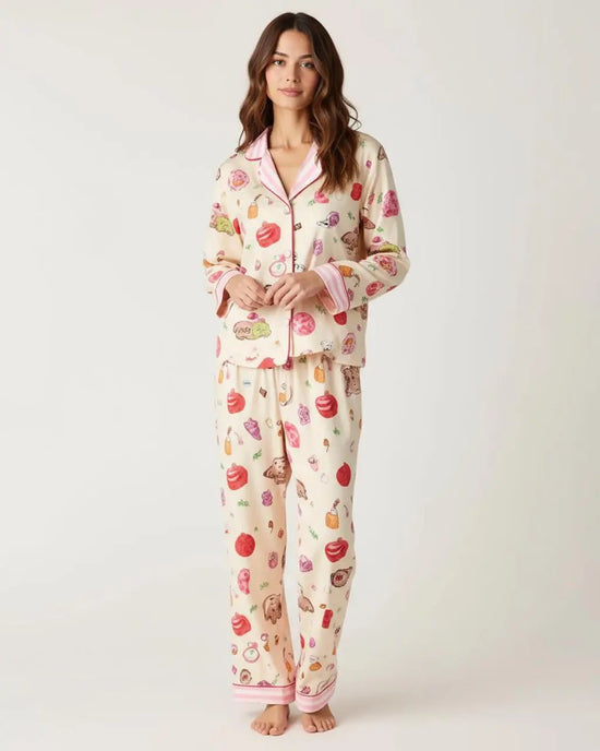 Sweet Print Casual Lapel Pajama Set OMFORT
