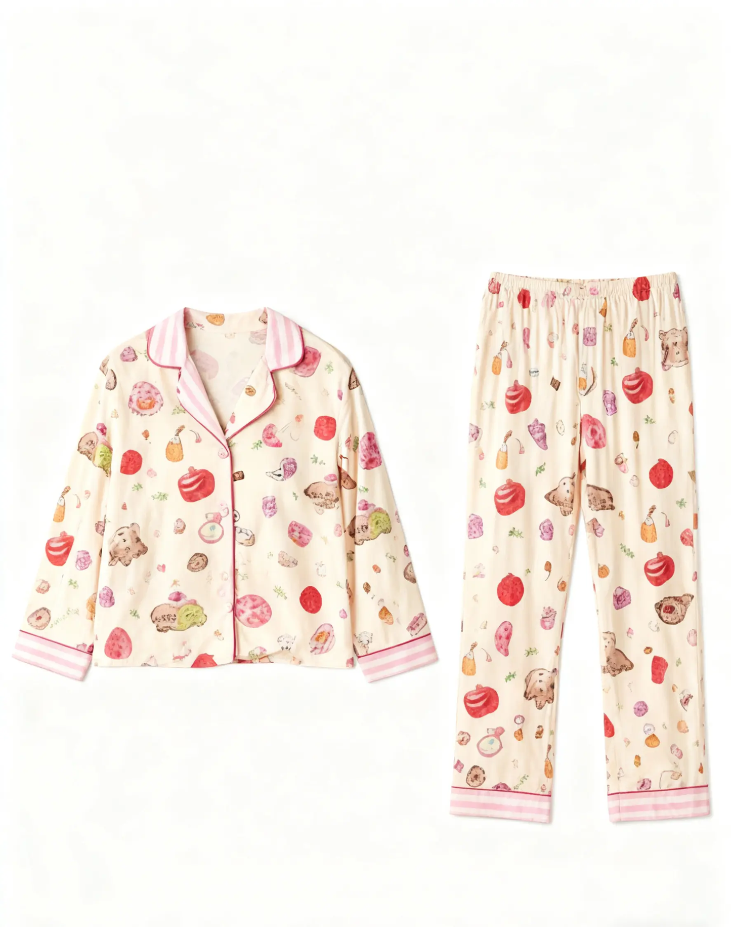 Sweet Print Casual Lapel Pajama Set OMFORT