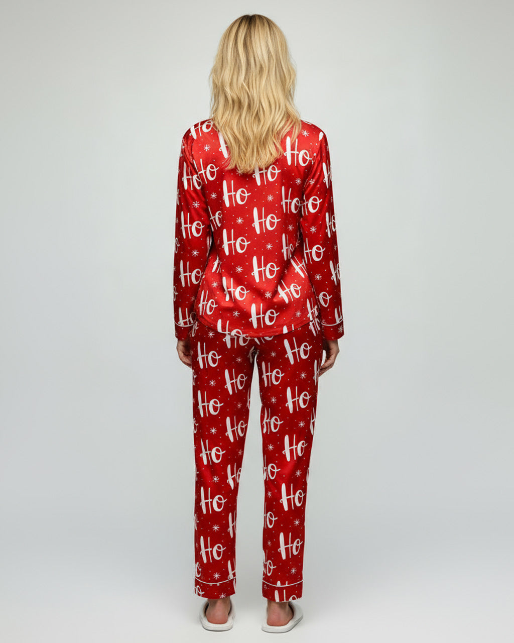 Christmas Hoho Snowflake Print Pajama Set OMFORT