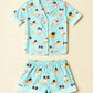Cute Puppy Print Light Blue Pajama Set OMFORT
