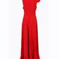 Deep V-Neck Ruffle Hem Slit Prom Dress Omfort