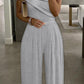 Cold Shoulder Ruched Buckle Wide Leg Jumpsuit Omfort