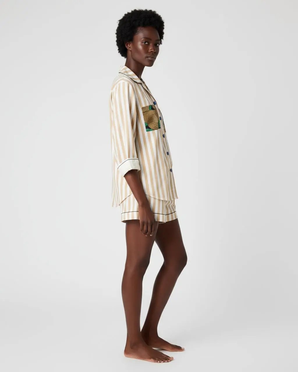 Patchwork Panther Print Striped Pajamas OMFORT