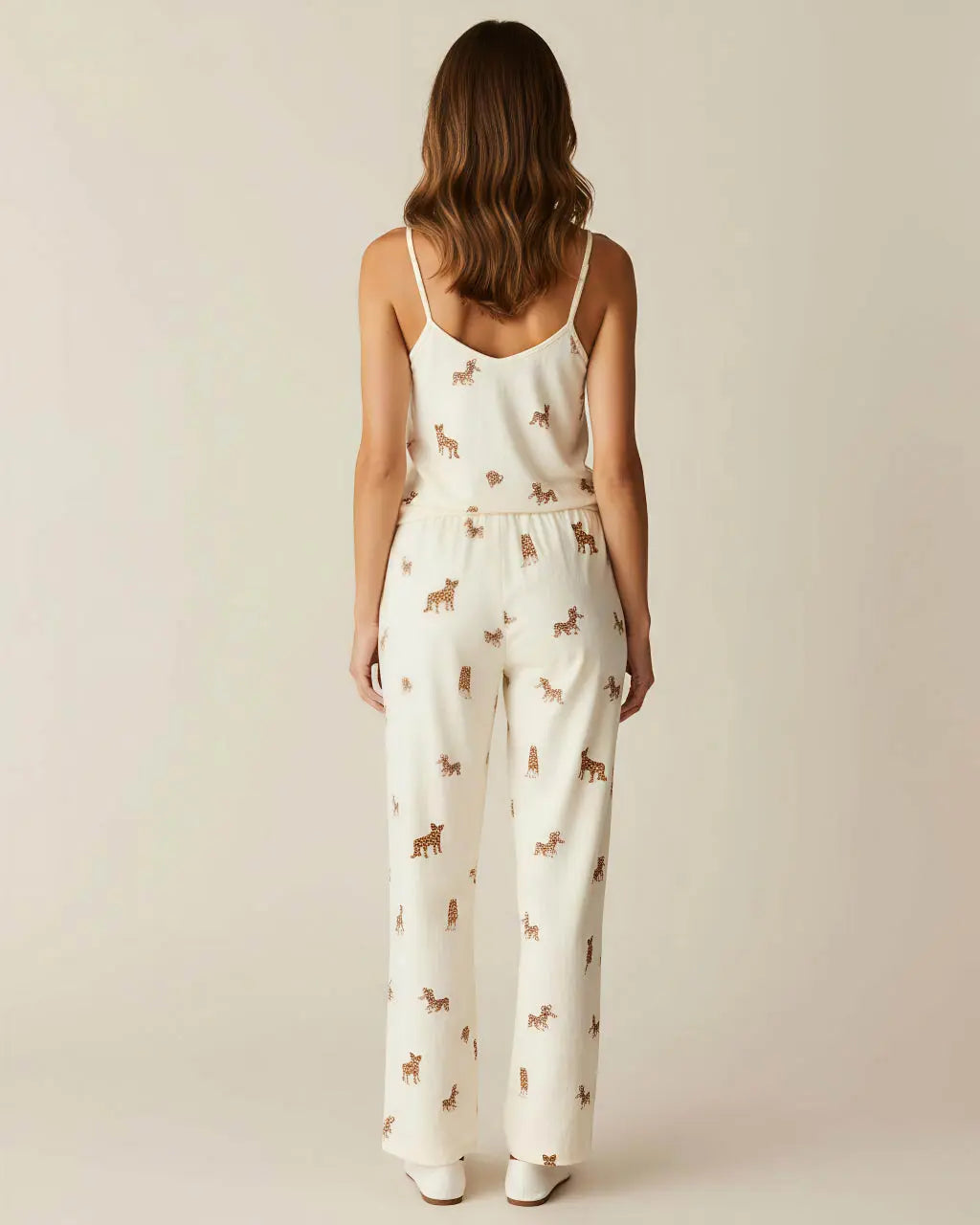 V-Neck Leopard Print Cami Pajama Set OMFORT