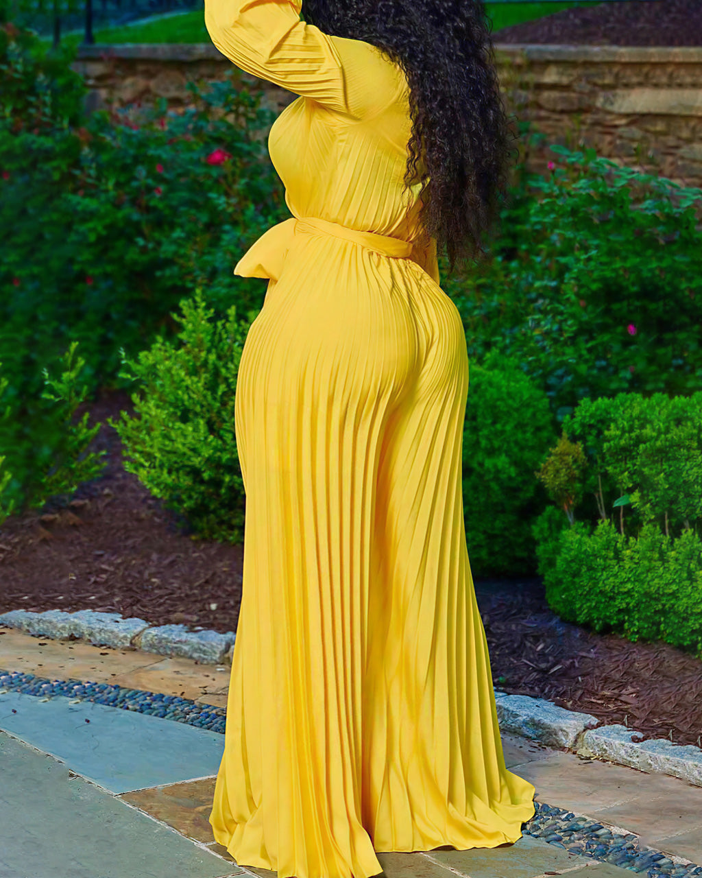 Casual Solid Patchwork Fold V Neck Straight Jumpsuits omfort