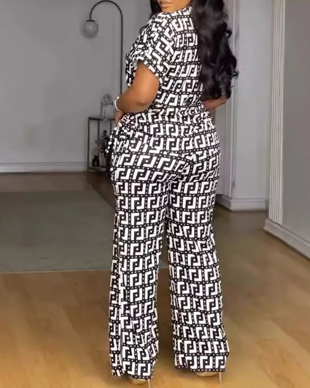 Casual Street Daily Vacation Print Slit V Neck Short Sleeve Two Pieces omfort