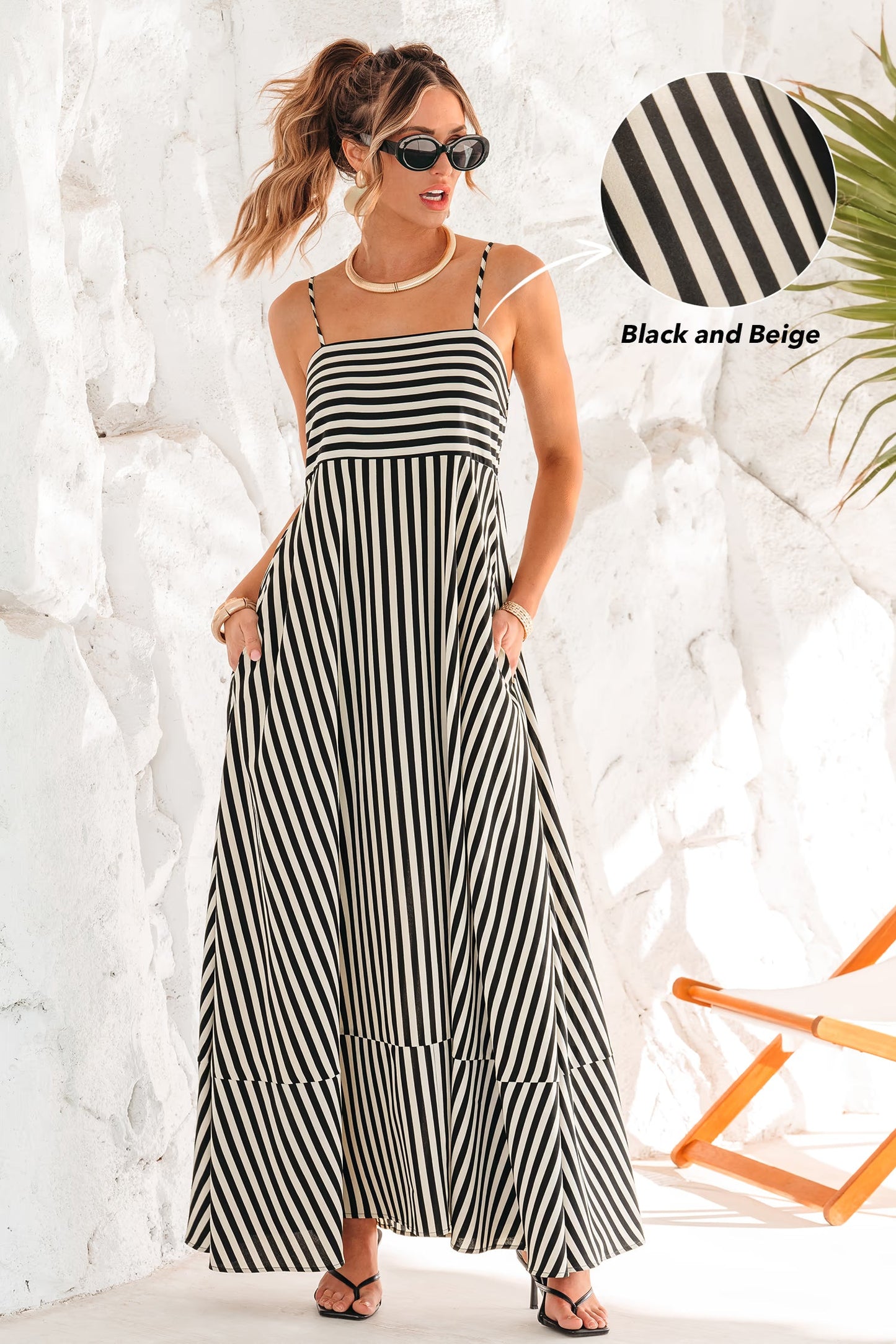 Subtle Lines Striped Maxi Dress OMFORT