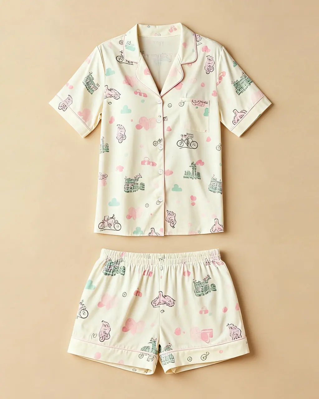 Colorful Printed Two-Piece Pajama Set OMFORT