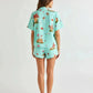 Lapel Mushroom Print Pajama Set OMFORT
