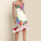Ruffle Trim Detail Dress - White Multi OMFORT