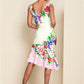 Ruffle Trim Detail Dress - White Multi OMFORT