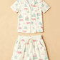 Irregular Print Short-Sleeve Pajama Set OMFORT