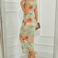 Tie Dye Print One Shoulder Sleeveless Ruched Maxi Dress omfort
