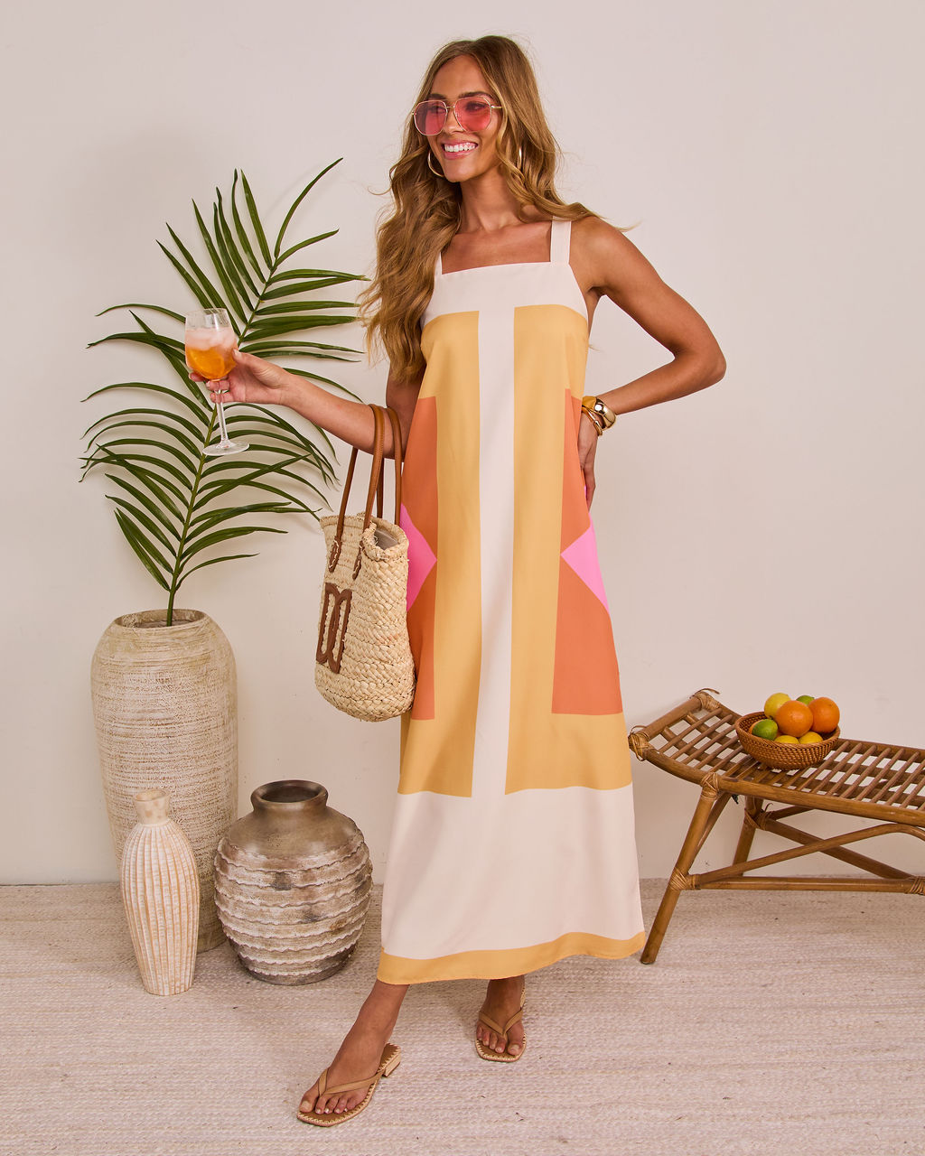 Fresh Glow Abstract Shift Maxi Dress OMFORT