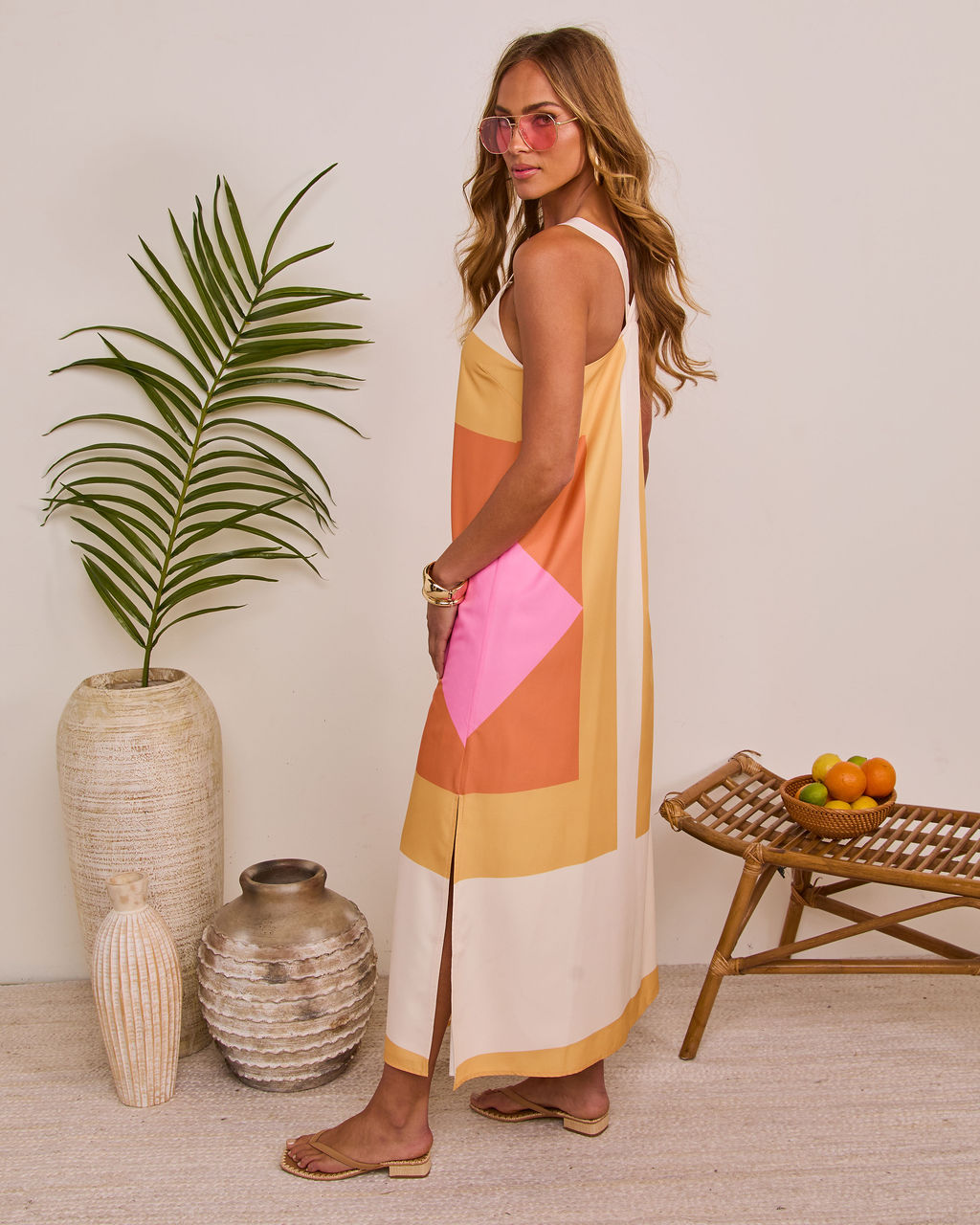 Fresh Glow Abstract Shift Maxi Dress OMFORT