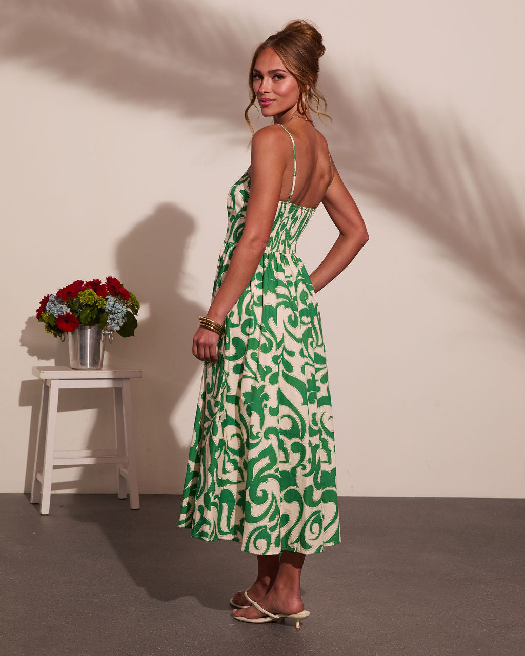 Coastal Heirloom Cotton Abstract Print Midi Dress OMFORT
