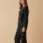 Black Star-Print Lapel Pajama Set OMFORT