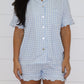 Ruffle Bamboo Short Set in Blue Gingham OMFORT