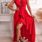 Deep V-Neck Ruffle Hem Slit Prom Dress Omfort