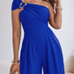 Cold Shoulder Ruched Buckle Wide Leg Jumpsuit Omfort