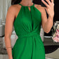 Halter Sleeveless Lace-up Jumpsuit Casual Waist Ruched Loose Fit Romper OMFORT
