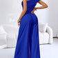 Cold Shoulder Ruched Buckle Wide Leg Jumpsuit Omfort